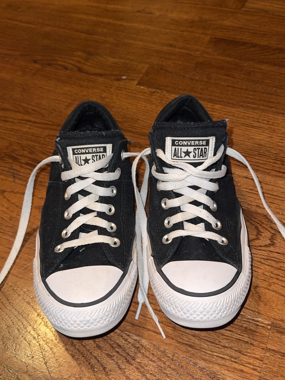 Converse Classic Black Canvas Low-Top Sneakers with White Toe